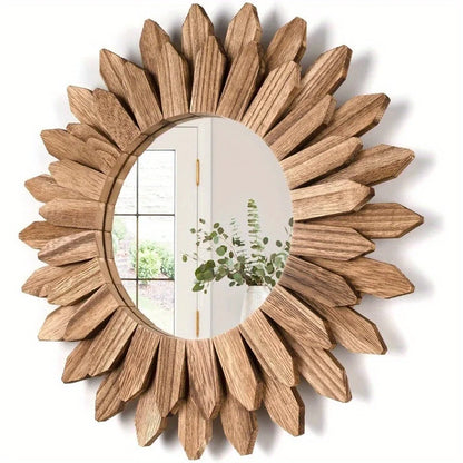 12" Rustic Wooden Wall Mirror