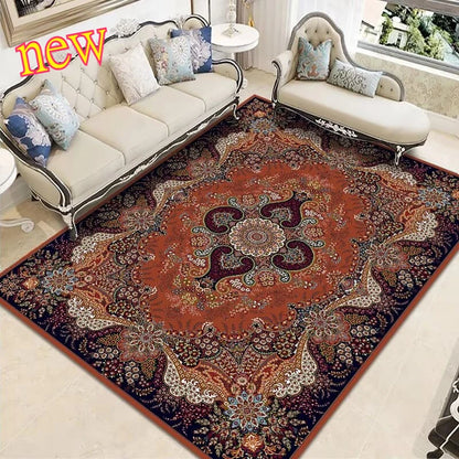 Persian-Style Retro Living Room Rug – Soft, Washable, Non-Slip Bedroom & Bedside Carpet in different sizes