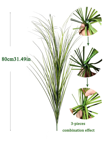 Artificial Reed Grass Plant – Large Tropical Faux Green Leaves for Home & Garden Decor