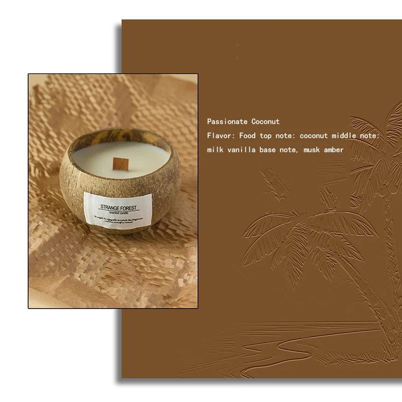 Natural Coconut Shell Scented Candle – Essential Oil Aromatherapy, Premium Plant Wax Home Fragrance