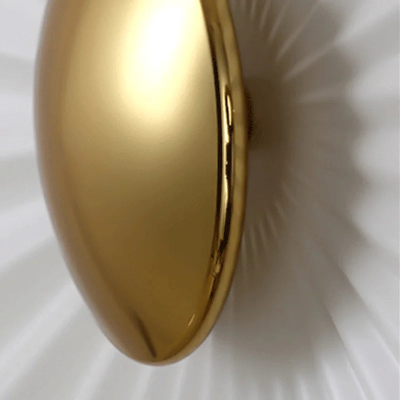 Nordic White Lotus Leaf Wall Lamp – Luxury Round Sconce for Living Room, Bedroom, Bedside & Hallway Decor
