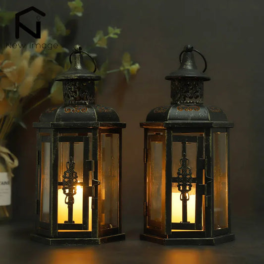 Vintage Nordic-Style Candle Holder Lantern – Black Iron Hanging Lantern for Aesthetic Home Décor, Wedding Styling, and Room Decoration