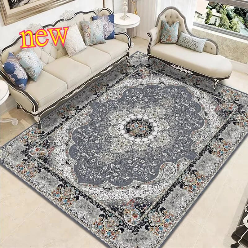 Persian-Style Retro Living Room Rug – Soft, Washable, Non-Slip Bedroom & Bedside Carpet in different sizes