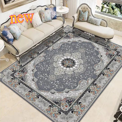 Persian-Style Retro Living Room Rug – Soft, Washable, Non-Slip Bedroom & Bedside Carpet in different sizes