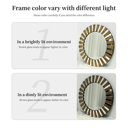 60/80cm Round Starburst Wall Mirror – Tawny Decorative Accent for Bathroom, Bedroom, Living Room & Dining Room