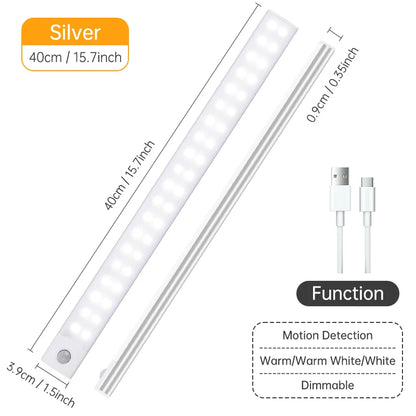 USB Rechargeable Motion Sensor LED Light – Wireless Night Lamp for Cabinet, Wardrobe & Kitchen