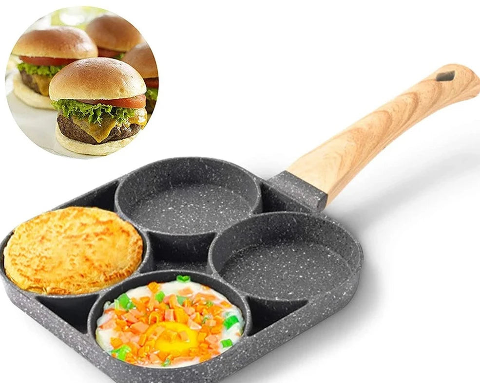 4-Hole Frying Pan Black Non-stick