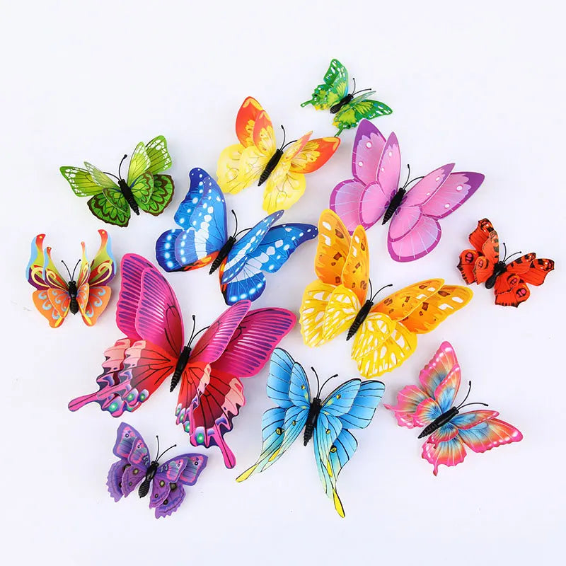 12-Piece 3D Double-Layer Butterfly Wall Decor Stickers with Magnets – DIY Art for Living Room, Wedding & Kids Room