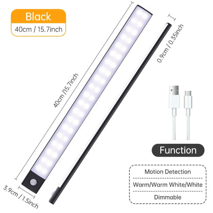 USB Rechargeable Motion Sensor LED Light – Wireless Night Lamp for Cabinet, Wardrobe & Kitchen