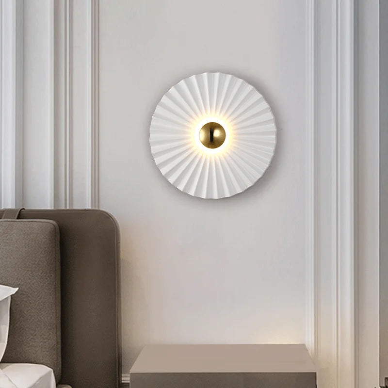 Nordic White Lotus Leaf Wall Lamp – Luxury Round Sconce for Living Room, Bedroom, Bedside & Hallway Decor