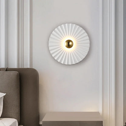 Nordic White Lotus Leaf Wall Lamp – Luxury Round Sconce for Living Room, Bedroom, Bedside & Hallway Decor