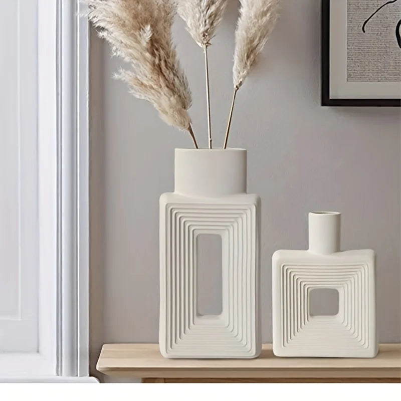 Nordic Charm Rustic Square Vase set of 2