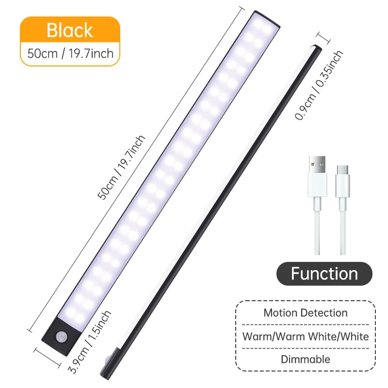 USB Rechargeable Motion Sensor LED Light – Wireless Night Lamp for Cabinet, Wardrobe & Kitchen