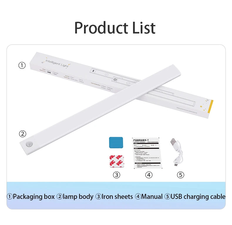 USB Rechargeable Motion Sensor LED Light – Wireless Night Lamp for Cabinet, Wardrobe & Kitchen
