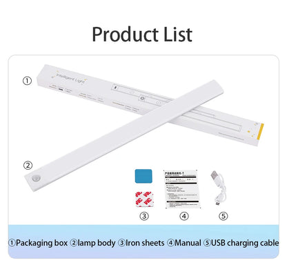 USB Rechargeable Motion Sensor LED Light – Wireless Night Lamp for Cabinet, Wardrobe & Kitchen
