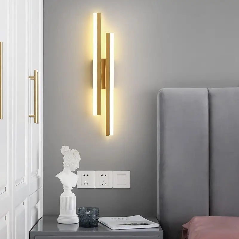 Modern LED Wall Lamp – Copper Pipe Accent with Acrylic Lampshade for Indoor Lighting