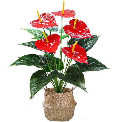 53cm Artificial Monstera Leaf Plant – Tropical Faux Palm & Anthurium Greenery for Home & Garden Decor