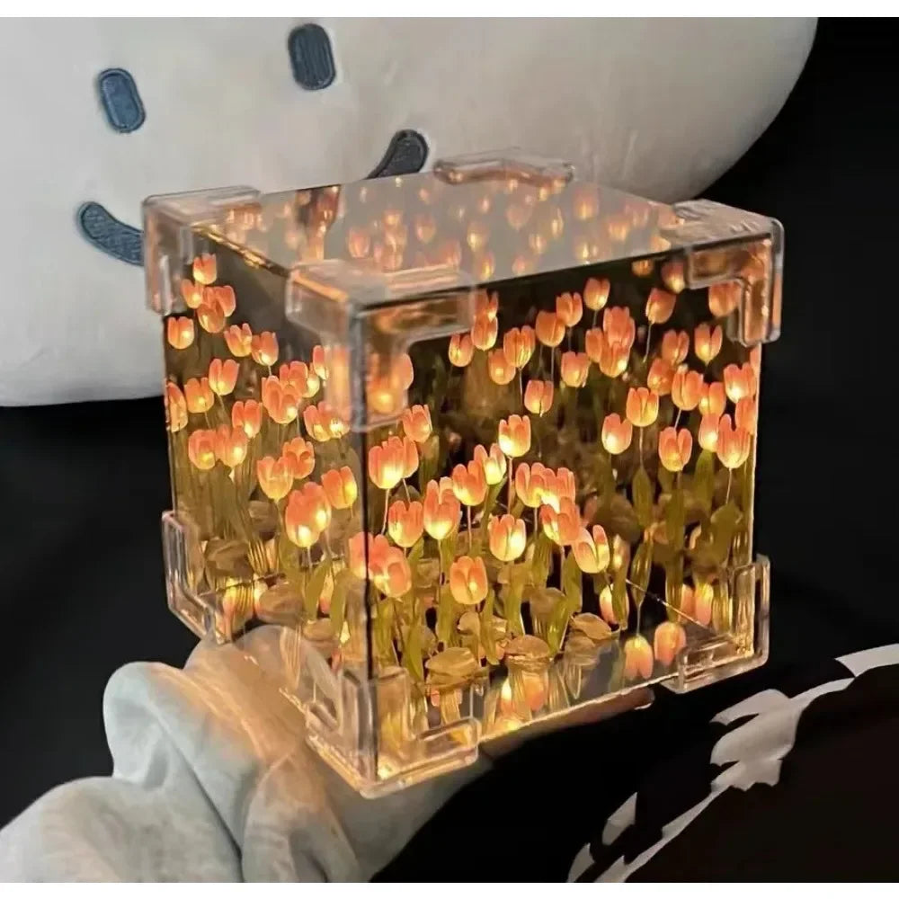 Tulip Flower Sea Cube Three-Dimensional Small Night Lamps
