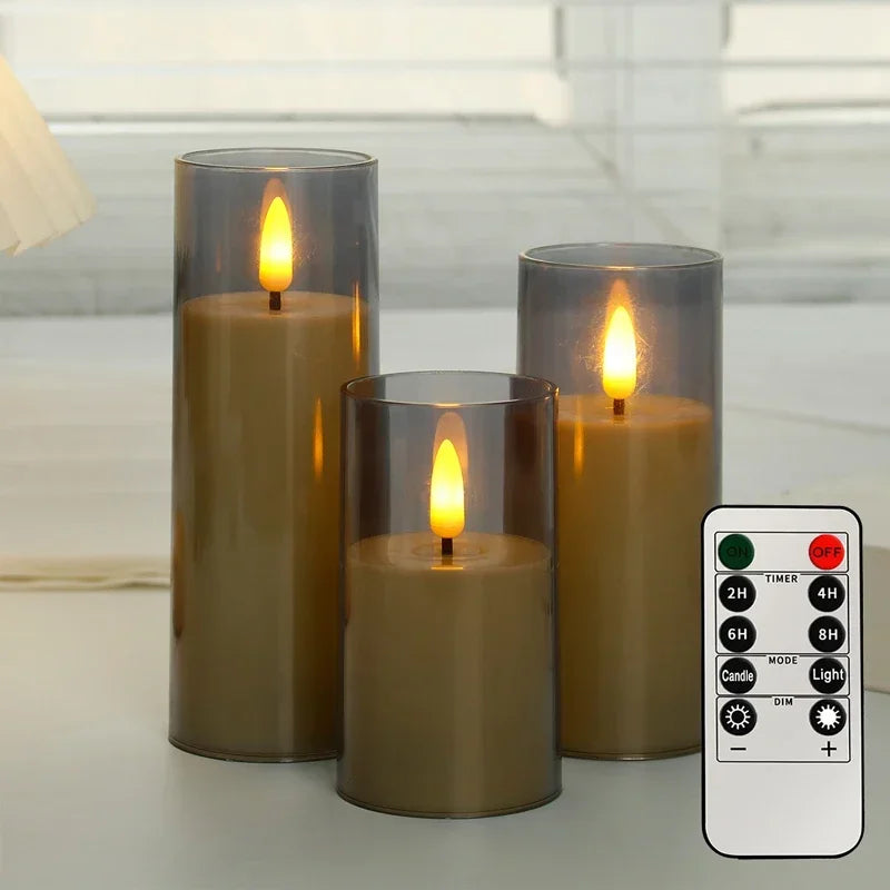 LED Flameless Electronic Candle with Remote & Timer – Flickering Acrylic Glass Light