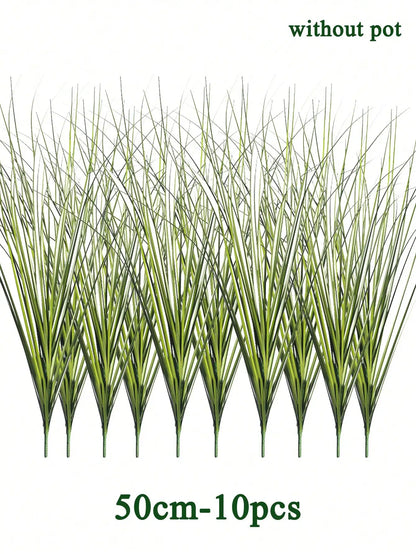 Artificial Reed Grass Plant – Large Tropical Faux Green Leaves for Home & Garden Decor