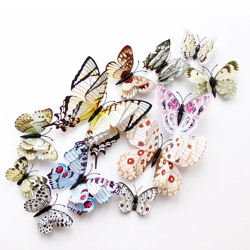 12-Piece 3D Double-Layer Butterfly Wall Decor Stickers with Magnets – DIY Art for Living Room, Wedding & Kids Room