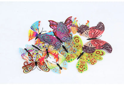 12-Piece 3D Double-Layer Butterfly Wall Decor Stickers with Magnets – DIY Art for Living Room, Wedding & Kids Room