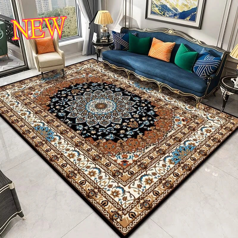 Persian-Style Retro Living Room Rug – Soft, Washable, Non-Slip Bedroom & Bedside Carpet in different sizes
