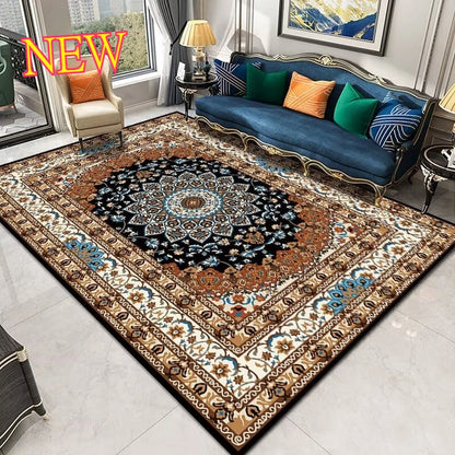Persian-Style Retro Living Room Rug – Soft, Washable, Non-Slip Bedroom & Bedside Carpet in different sizes