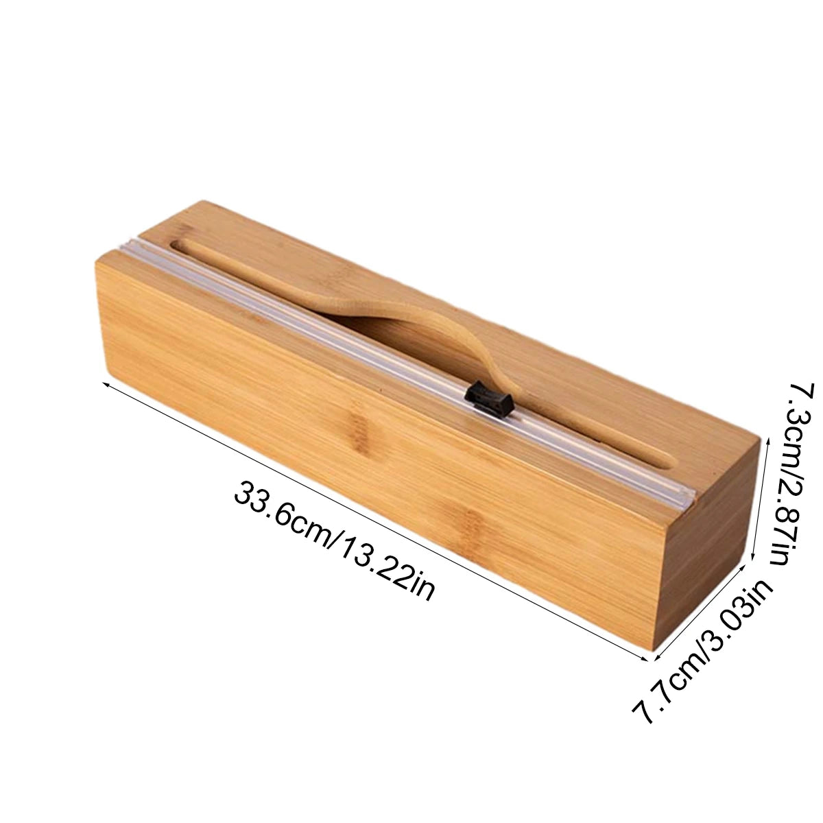 Bamboo Kitchen Wrap Dispenser with Built-In Cutter for Foil, Cling Film & Bags – Multi-Use Storage & Easy Cutting Organizer