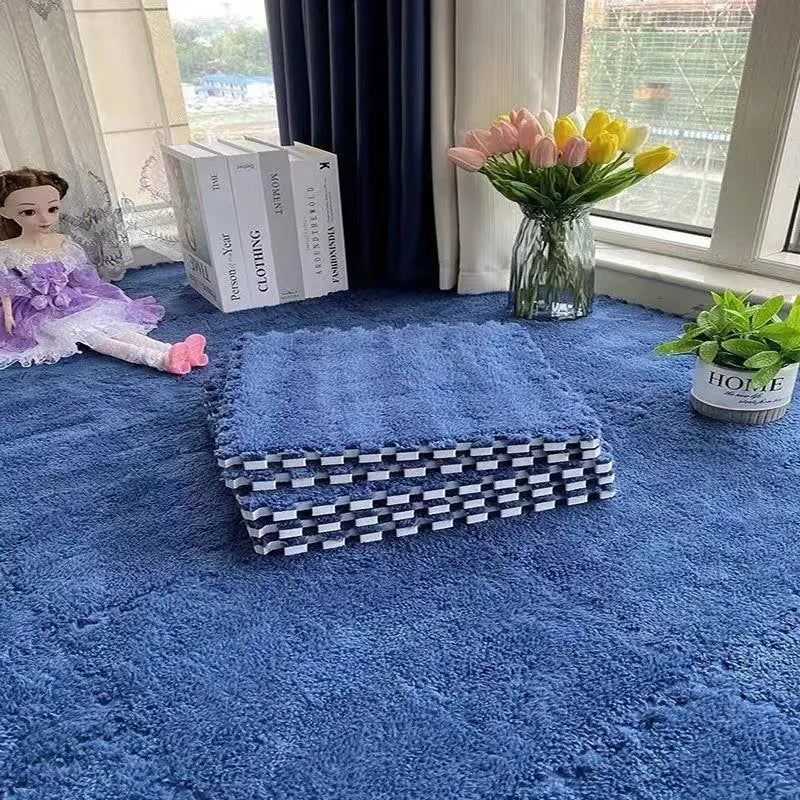 30×30CM Soft Plush Kids Play Mat – Interlocking Puzzle Floor Tiles, Warm Exercise & Decorative Carpet for Children