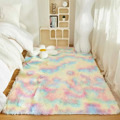 Kids’ Rainbow Carpet for Girls – Large, Soft, and Colorful Rug for Living Room or Bedroom. Perfect as a bedside or children’s room floor mat, featuring a cute and cozy design