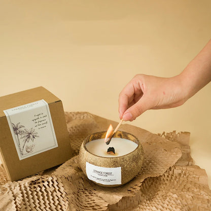 Natural Coconut Shell Scented Candle – Essential Oil Aromatherapy, Premium Plant Wax Home Fragrance