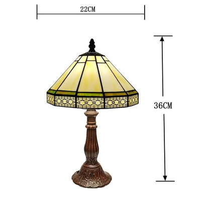22cm Minimalist European Geometric Table Lamp – Tiffany Style Glass Desk Light for Living Room, Bar & Office