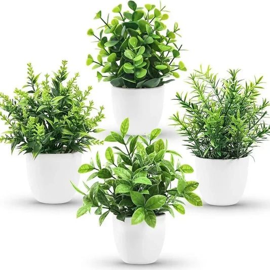 Artificial Plant Bonsai – Plastic Fake Green Potted Plants for Home Decoration