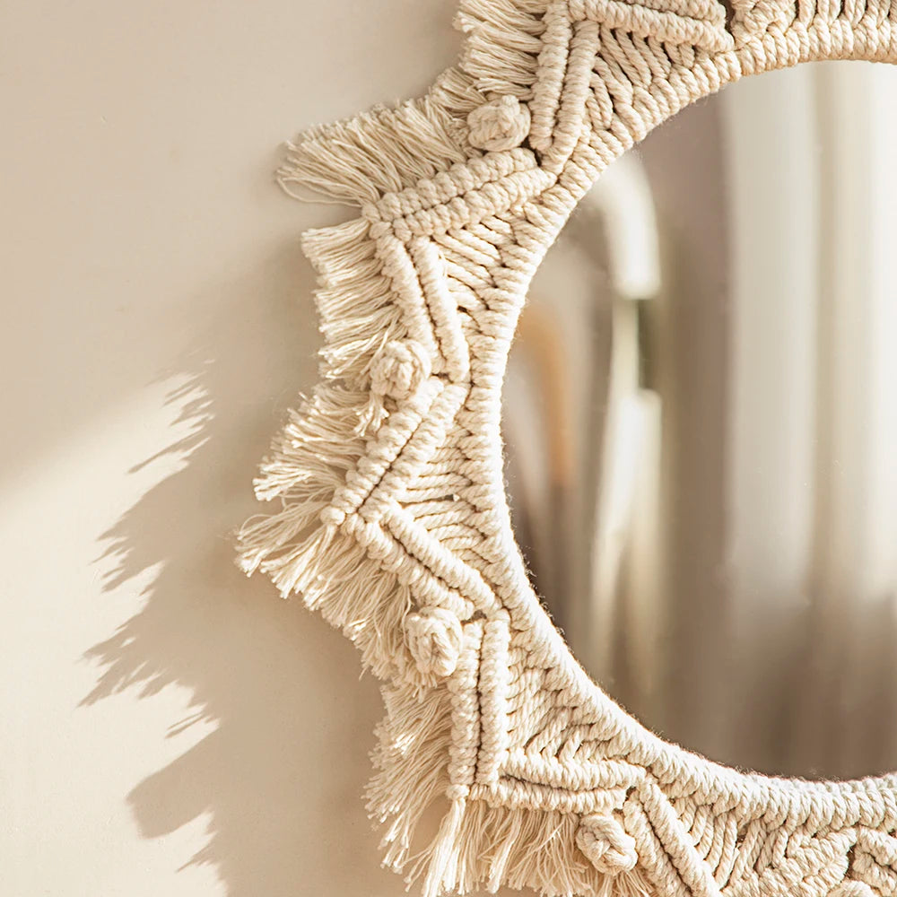 Boho Macrame Round Mirror