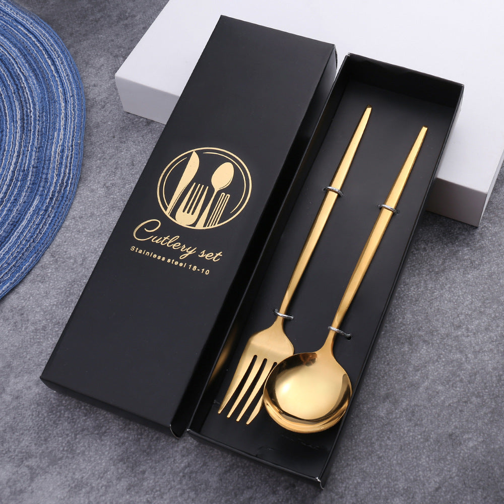 Dinner Set Stainless Steel Chopsticks Spoon & Fork Set