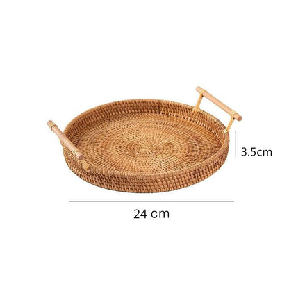 1PC Bread Storage Woven Round Tray Basket