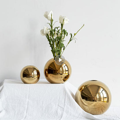 Plating Golden Ball Ceramic Vase