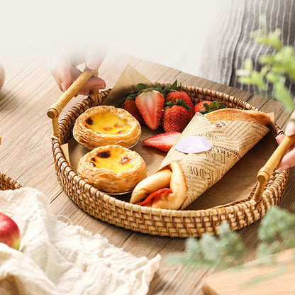 1PC Bread Storage Woven Round Tray Basket